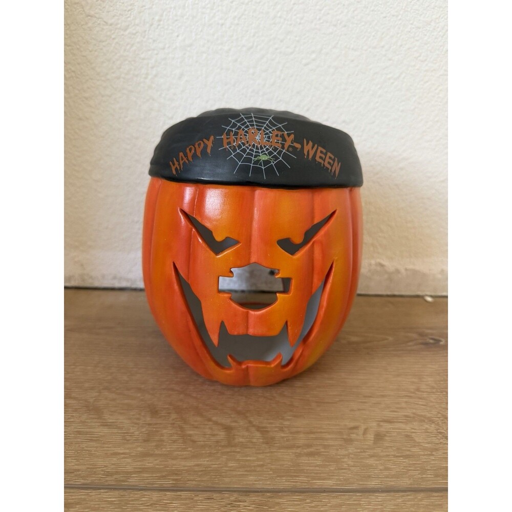Harley-Davidson Halloween Pumpkin/Jack-o-Lantern Candle Holder RARE